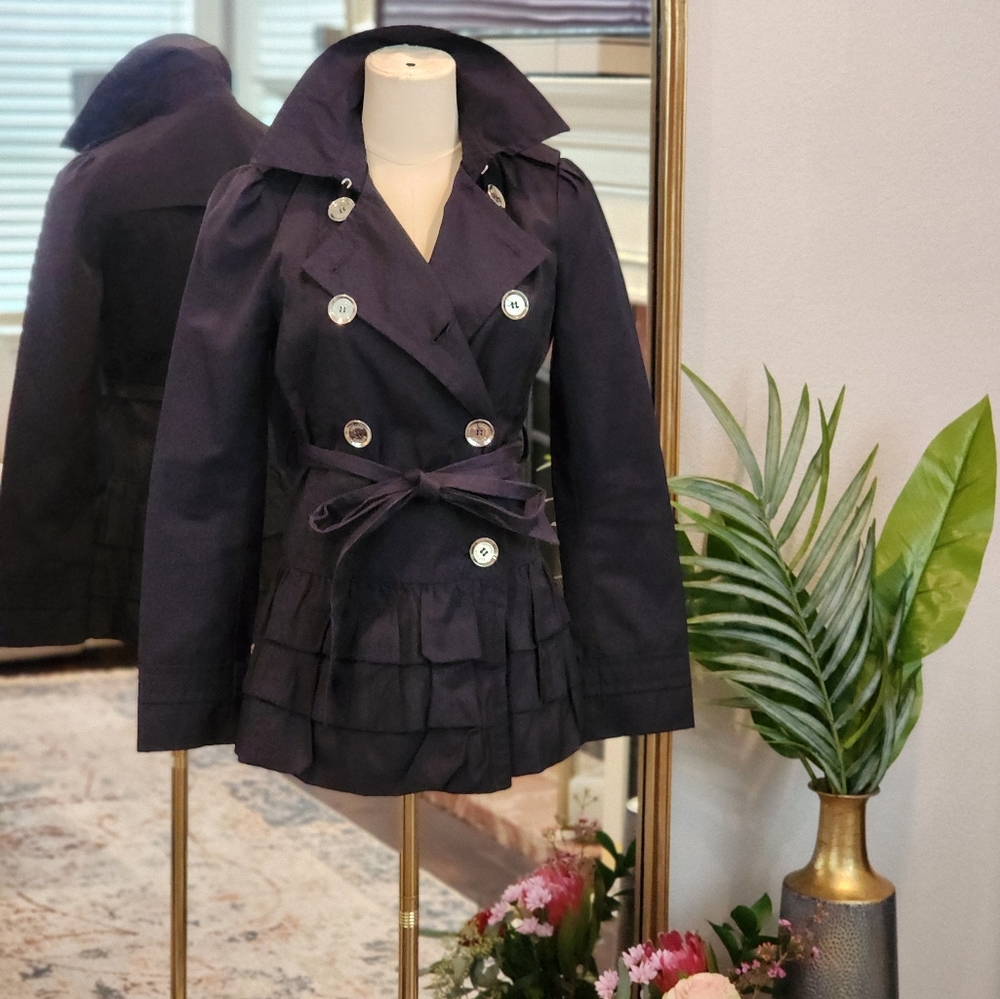 Express. Navy sailor ruffled rain /windbreaker jacket. COLOR: Navy. Size: XS